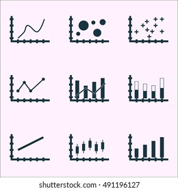 Set Of Graphs, Diagrams And Statistics Icons. Premium Quality Symbol Collection. Icons Can Be Used For Web, App And UI Design. Vector Illustration, EPS10.