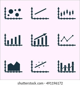 Set Of Graphs, Diagrams And Statistics Icons. Premium Quality Symbol Collection. Icons Can Be Used For Web, App And UI Design. Vector Illustration, EPS10.