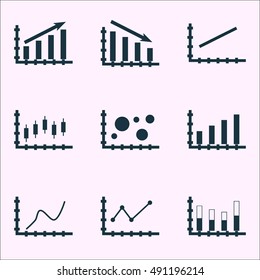 Set Of Graphs, Diagrams And Statistics Icons. Premium Quality Symbol Collection. Icons Can Be Used For Web, App And UI Design. Vector Illustration, EPS10.