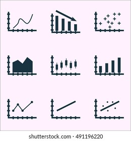 Set Of Graphs, Diagrams And Statistics Icons. Premium Quality Symbol Collection. Icons Can Be Used For Web, App And UI Design. Vector Illustration, EPS10.