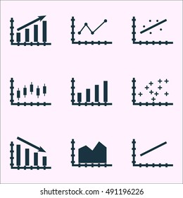 Set Of Graphs, Diagrams And Statistics Icons. Premium Quality Symbol Collection. Icons Can Be Used For Web, App And UI Design. Vector Illustration, EPS10.
