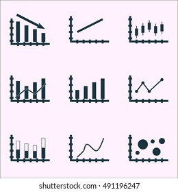 Set Of Graphs, Diagrams And Statistics Icons. Premium Quality Symbol Collection. Icons Can Be Used For Web, App And UI Design. Vector Illustration, EPS10.