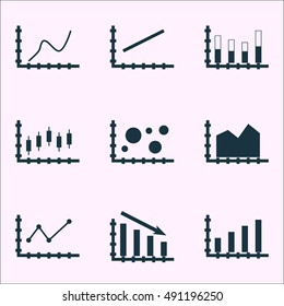 Set Of Graphs, Diagrams And Statistics Icons. Premium Quality Symbol Collection. Icons Can Be Used For Web, App And UI Design. Vector Illustration, EPS10.