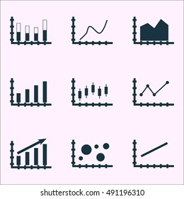 Set Of Graphs, Diagrams And Statistics Icons. Premium Quality Symbol Collection. Icons Can Be Used For Web, App And UI Design. Vector Illustration, EPS10.