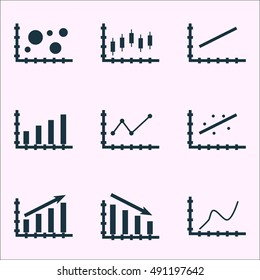 Set Of Graphs, Diagrams And Statistics Icons. Premium Quality Symbol Collection. Icons Can Be Used For Web, App And UI Design. Vector Illustration, EPS10.