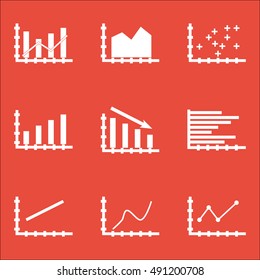 Set Of Graphs, Diagrams And Statistics Icons. Premium Quality Symbol Collection. Icons Can Be Used For Web, App And UI Design. Vector Illustration, EPS10.