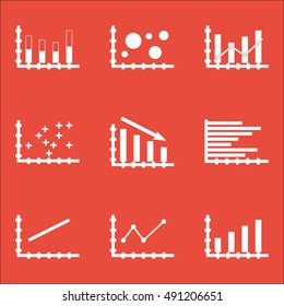 Set Of Graphs, Diagrams And Statistics Icons. Premium Quality Symbol Collection. Icons Can Be Used For Web, App And UI Design. Vector Illustration, EPS10.