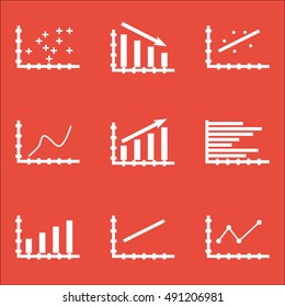 Set Of Graphs, Diagrams And Statistics Icons. Premium Quality Symbol Collection. Icons Can Be Used For Web, App And UI Design. Vector Illustration, EPS10.