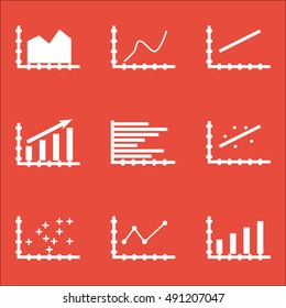 Set Of Graphs, Diagrams And Statistics Icons. Premium Quality Symbol Collection. Icons Can Be Used For Web, App And UI Design. Vector Illustration, EPS10.