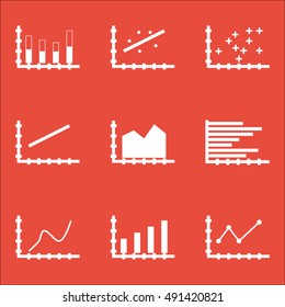 Set Of Graphs, Diagrams And Statistics Icons. Premium Quality Symbol Collection. Can Be Used For Web, App And UI Design. Vector Illustration, EPS10.