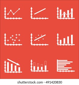 Set Of Graphs, Diagrams And Statistics Icons. Premium Quality Symbol Collection. Can Be Used For Web, App And UI Design. Vector Illustration, EPS10.