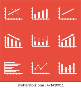 Set Of Graphs, Diagrams And Statistics Icons. Premium Quality Symbol Collection.  Can Be Used For Web, App And UI Design. Vector Illustration, EPS10.