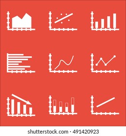 Set Of Graphs, Diagrams And Statistics Icons. Premium Quality Symbol Collection. Can Be Used For Web, App And UI Design. Vector Illustration, EPS10.