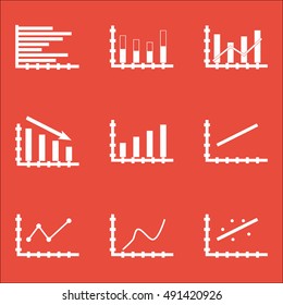 Set Of Graphs, Diagrams And Statistics Icons. Premium Quality Symbol Collection. Can Be Used For Web, App And UI Design. Vector Illustration, EPS10.
