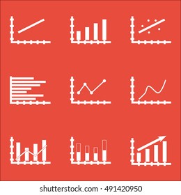 Set Of Graphs, Diagrams And Statistics Icons. Premium Quality Symbol Collection.  Can Be Used For Web, App And UI Design. Vector Illustration, EPS10.
