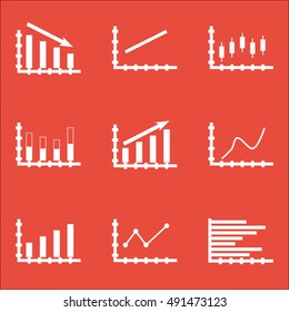 Set Of Graphs, Diagrams And Statistics Icons. Premium Quality Symbol Collection. Icons Can Be Used For Web, App And UI Design. Vector Illustration, EPS10.