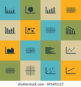 Set Of Graphs, Diagrams And Statistics Icons. Premium Quality Symbol Collection. Icons Can Be Used For Web, App And UI Design. Vector Illustration, EPS10.
