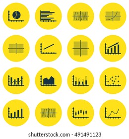 Set Of Graphs, Diagrams And Statistics Icons. Premium Quality Symbol Collection. Icons Can Be Used For Web, App And UI Design. Vector Illustration, EPS10.