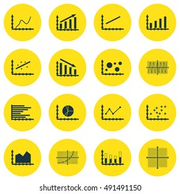 Set Of Graphs, Diagrams And Statistics Icons. Premium Quality Symbol Collection. Icons Can Be Used For Web, App And UI Design. Vector Illustration, EPS10.