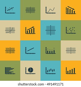 Set Of Graphs, Diagrams And Statistics Icons. Premium Quality Symbol Collection. Icons Can Be Used For Web, App And UI Design. Vector Illustration, EPS10.
