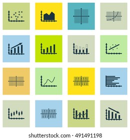 Set Of Graphs, Diagrams And Statistics Icons. Premium Quality Symbol Collection. Icons Can Be Used For Web, App And UI Design. Vector Illustration, EPS10.