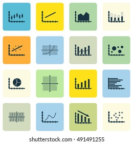 Set Of Graphs, Diagrams And Statistics Icons. Premium Quality Symbol Collection. Icons Can Be Used For Web, App And UI Design. Vector Illustration, EPS10.