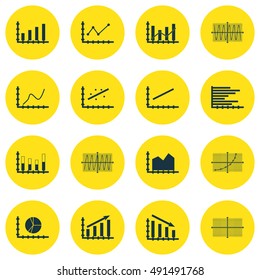 Set Of Graphs, Diagrams And Statistics Icons. Premium Quality Symbol Collection. Icons Can Be Used For Web, App And UI Design. Vector Illustration, EPS10.