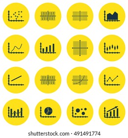 Set Of Graphs, Diagrams And Statistics Icons. Premium Quality Symbol Collection. Icons Can Be Used For Web, App And UI Design. Vector Illustration, EPS10.