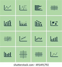 Set Of Graphs, Diagrams And Statistics Icons. Premium Quality Symbol Collection. Icons Can Be Used For Web, App And UI Design. Vector Illustration, EPS10.