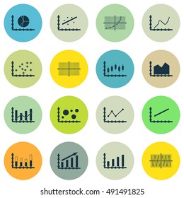 Set Of Graphs, Diagrams And Statistics Icons. Premium Quality Symbol Collection. Icons Can Be Used For Web, App And UI Design. Vector Illustration, EPS10.