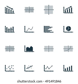 Set Of Graphs, Diagrams And Statistics Icons. Premium Quality Symbol Collection. Icons Can Be Used For Web, App And UI Design. Vector Illustration, EPS10.