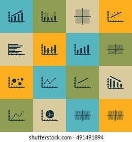 Set Of Graphs, Diagrams And Statistics Icons. Premium Quality Symbol Collection. Icons Can Be Used For Web, App And UI Design. Vector Illustration, EPS10.