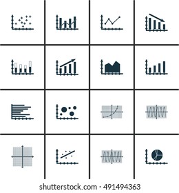 Set Of Graphs, Diagrams And Statistics Icons. Premium Quality Symbol Collection. Icons Can Be Used For Web, App And UI Design. Vector Illustration, EPS10.