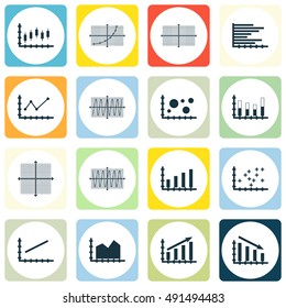 Set Of Graphs, Diagrams And Statistics Icons. Premium Quality Symbol Collection. Icons Can Be Used For Web, App And UI Design. Vector Illustration, EPS10.