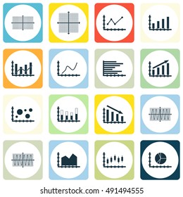 Set Of Graphs, Diagrams And Statistics Icons. Premium Quality Symbol Collection. Icons Can Be Used For Web, App And UI Design. Vector Illustration, EPS10.
