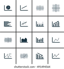 Set Of Graphs, Diagrams And Statistics Icons. Premium Quality Symbol Collection. Icons Can Be Used For Web, App And UI Design. Vector Illustration, EPS10.