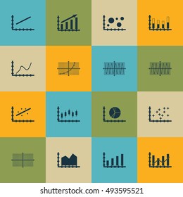 Set Of Graphs, Diagrams And Statistics Icons. Premium Quality Symbol Collection. Can Be Used For Web, App And UI Design. Vector Illustration, EPS10.