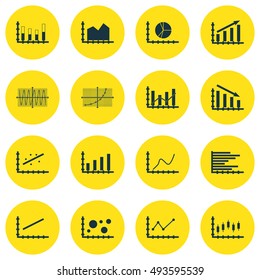 Set Of Graphs, Diagrams And Statistics Icons. Premium Quality Symbol Collection. Can Be Used For Web, App And UI Design. Vector Illustration, EPS10.