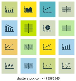 Set Of Graphs, Diagrams And Statistics Icons. Premium Quality Symbol Collection. Can Be Used For Web, App And UI Design. Vector Illustration, EPS10.