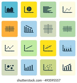 Set Of Graphs, Diagrams And Statistics Icons. Premium Quality Symbol Collection. Can Be Used For Web, App And UI Design. Vector Illustration, EPS10.