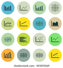 Set Of Graphs, Diagrams And Statistics Icons. Premium Quality Symbol Collection. Can Be Used For Web, App And UI Design. Vector Illustration, EPS10.