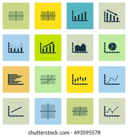 Set Of Graphs, Diagrams And Statistics Icons. Premium Quality Symbol Collection. Can Be Used For Web, App And UI Design. Vector Illustration, EPS10.