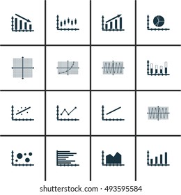 Set Of Graphs, Diagrams And Statistics Icons. Premium Quality Symbol Collection. Can Be Used For Web, App And UI Design. Vector Illustration, EPS10.