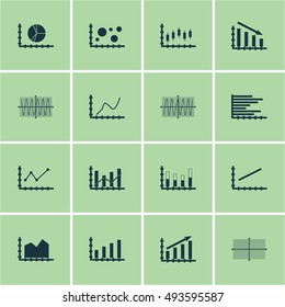 Set Of Graphs, Diagrams And Statistics Icons. Premium Quality Symbol Collection. Can Be Used For Web, App And UI Design. Vector Illustration, EPS10.