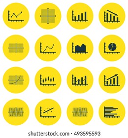 Set Of Graphs, Diagrams And Statistics Icons. Premium Quality Symbol Collection. Can Be Used For Web, App And UI Design. Vector Illustration, EPS10.