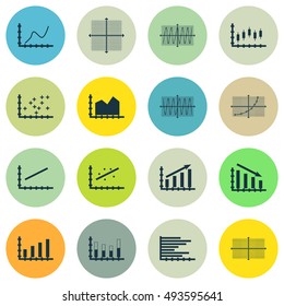 Set Of Graphs, Diagrams And Statistics Icons. Premium Quality Symbol Collection. Can Be Used For Web, App And UI Design. Vector Illustration, EPS10.