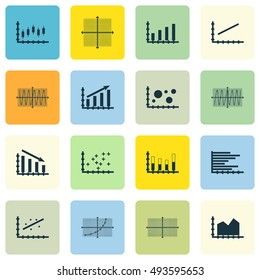 Set Of Graphs, Diagrams And Statistics Icons. Premium Quality Symbol Collection. Can Be Used For Web, App And UI Design. Vector Illustration, EPS10.