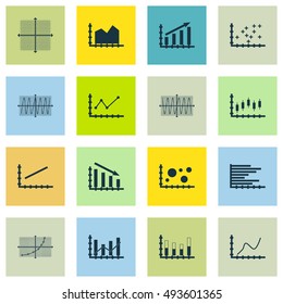 Set Of Graphs, Diagrams And Statistics Icons. Premium Quality Symbol Collection. Can Be Used For Web, App And UI Design. Vector Illustration, EPS10.