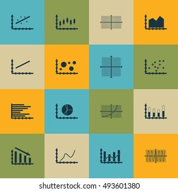 Set Of Graphs, Diagrams And Statistics Icons. Premium Quality Symbol Collection. Can Be Used For Web, App And UI Design. Vector Illustration, EPS10.