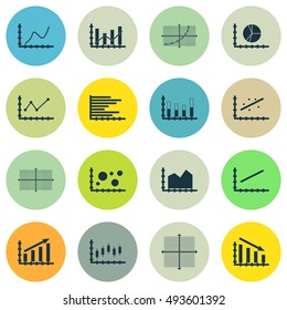 Set Of Graphs, Diagrams And Statistics Icons. Premium Quality Symbol Collection. Can Be Used For Web, App And UI Design. Vector Illustration, EPS10.